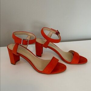 Nine West Orange Suede Ankle-Strap Sandals 6.5